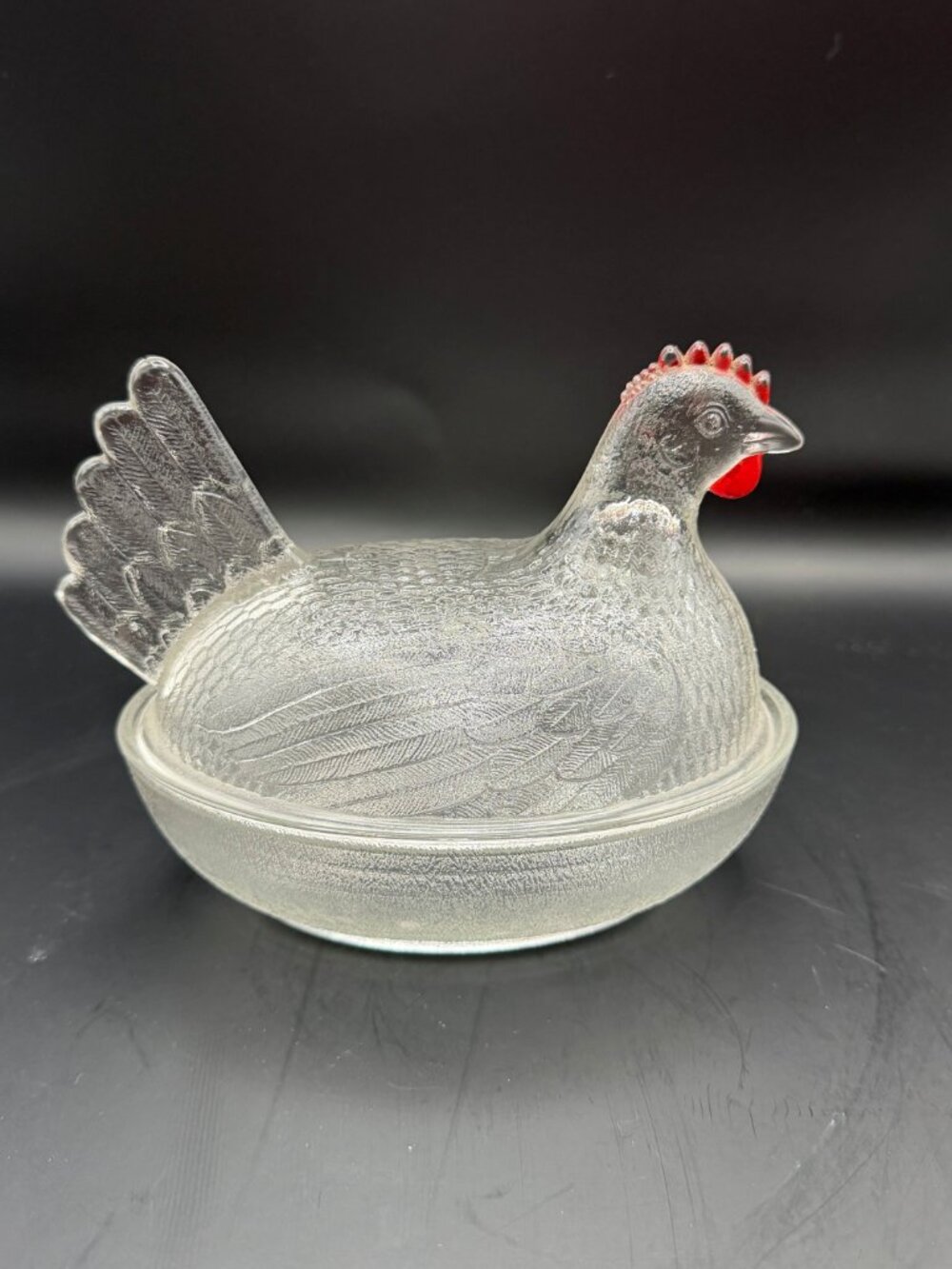 Vintage Clear Glass Hen on Nest Dish Indiana Glass 7" x 6" - Picture 2 of 7